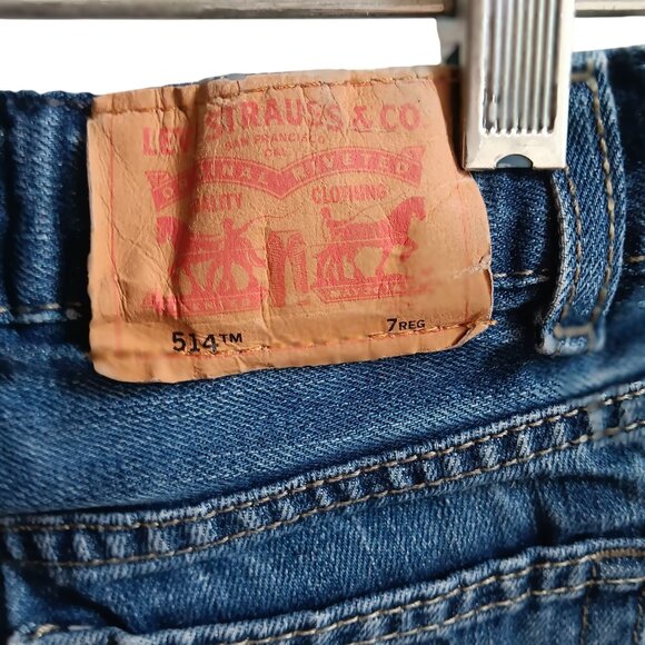 Levis Kids 514 Straight Fit Jeans Size 7 Reg Blue Denim Boys - Picture 5 of 7